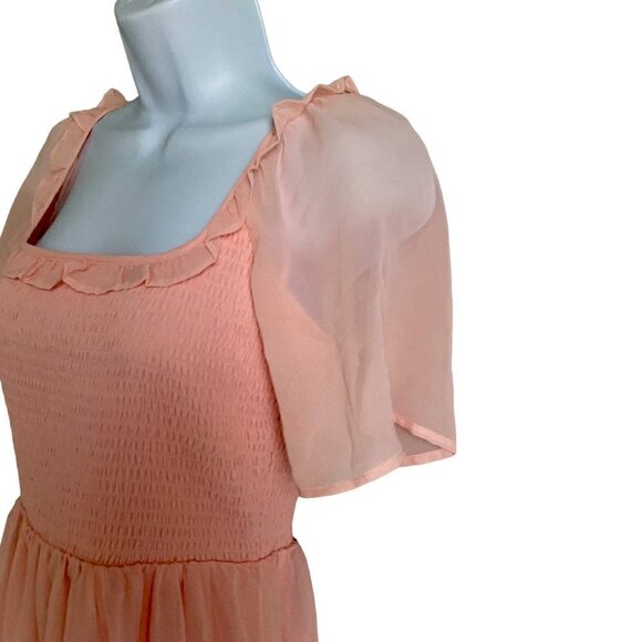 BCBG Paris Women's Juniors Smocked Bodice Dress Rose Quartz Size Small - Picture 7 of 11